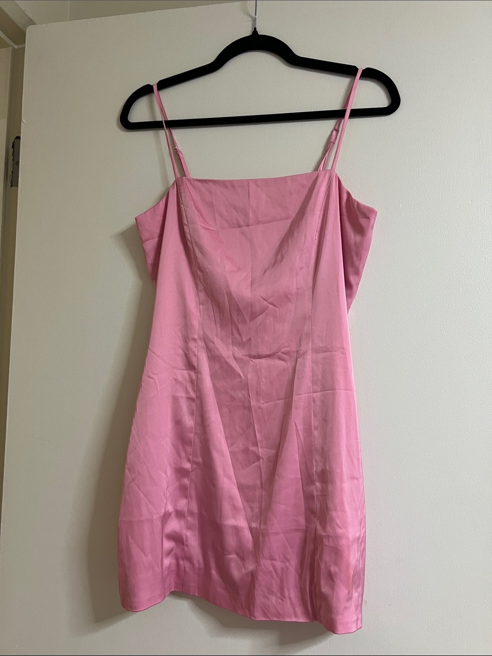 Baby Pink silk Slip Dress with adjustable  Straps